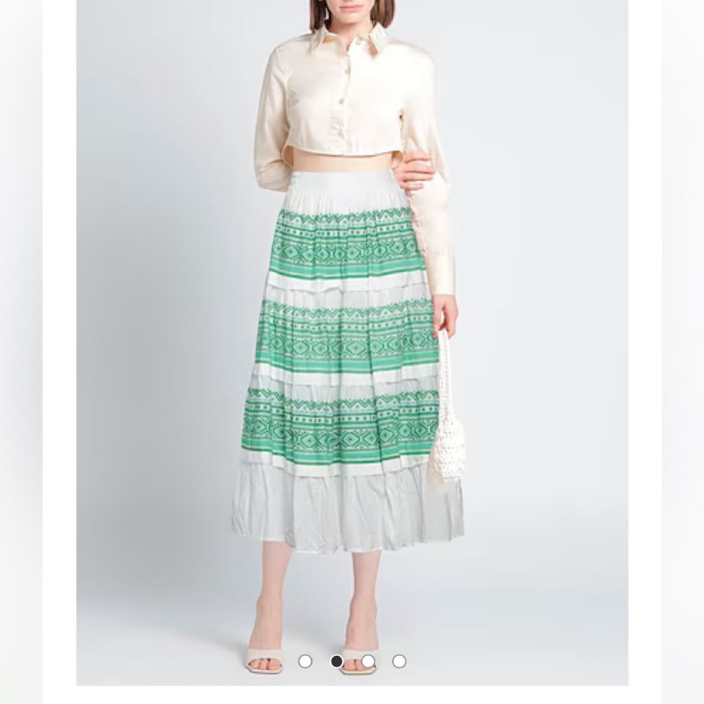 MAJE Tiered Embroidered Cotton-Jacquard Midi Skirt